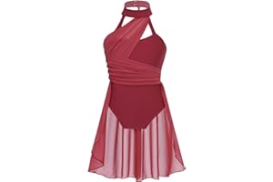 Manyakai Kids Girls Lyrical Contemporary Modern Dance Costume Hater Ballet Leotard Dress Outfit