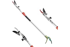 GARTOL Tree Pruner,110cm-166cm Tree loppers Long Reach Telescopic- Lightweight & Strong, Fruit Picker with Rotating Blade Head, Lightweight Aluminum Extendable Handle for Tree Branch Cutter