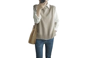 Ownwfeat Gilet Pull Femme Col Rond Gilet sans Manches