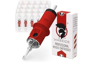 WARRIOR Agujas de tatuaje profesionales Round Shader esterilizadas con gas EO 20 piezas cartucho de aguja de tatuaje Maquillaje permanente desechable de acero quirúrgico (RED-1007RS)