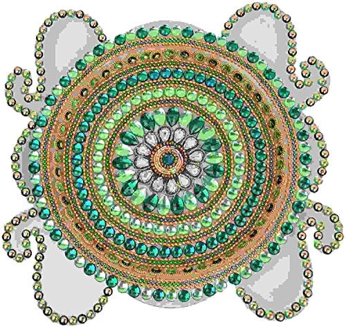 Dhara Art Acrylic Green Pooja Thali Plate Hand Art ated Religious Gift Indian Tradition Christmas