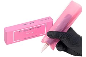 EZ Tattoo Machine Covers - 200pcs (2 inch X 6.4 inch) Pink Disposable Tattoo Pen Machine Bags Machine Sleeves for Tattoo Gun Machine