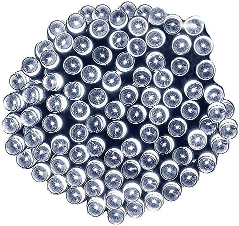 IEKON Solar Outdoor and Indoor 200 LED String Lights 72 ft Powered Waterproof Decorative Light 8 Working Modes for Patio, Lawn, Landscape, Garden, Home, Wedding, Holiday, Christmas Party, Xmas Tree (Cold white)