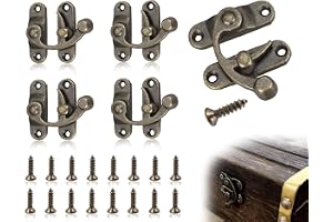 Lhbwhiz 4-pack antika spännen, brons svänglås med 16 skruvar, vintage låskrokar till höger, låskrokar, retro dragkedjestängni