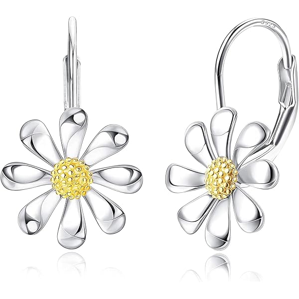 Orecchini Pendenti A Fiore Margherita In Argento 925: Gioiello Ipoallergenico Con Sfera, Regalo Per Ragazza