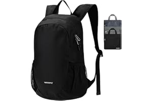 WATERFLY Ultralight Foldable Backpack 18 L: Small Packable Hiking Backpack Lightweight Thin Daypack Sporty Daypack for Sports Outdoor Hiking Travel City Trips Shopping Men Women, black, Travel