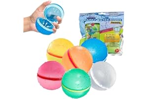 LACHT 6 Stück Wasserbomben Wiederverwendbar mit Mesh Bag,Wiederverwendbare Wasserballoons Schnellfüller,Magnet Selbstschließend,für Wasserschlachten, Pool, Strand & Familienaktivitäten
