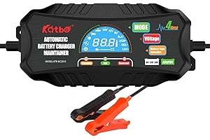 KATBO 4Amp Battery Charger, battery Maintainer 6V 12V 24V car battery charger, trickle charger for Car battery, Motorcycles, Lawn Tractors, Marine AGM, GEL, SLA,WET (LCD digital display)