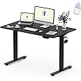 FLEXISPOT Essential Electric Standing Desk Height Adjustable Standing Desk Sit Stand Desk Adjustable Desk Stand Up Desk for Home Office (120 * 60cm, Black Frame+ Black Desktop.)