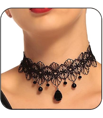 JeweBella 6/8 Stuks Gothic Choker Halsband Set Voor Dames - Zwart Punk