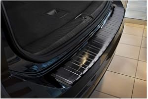 Avisa Protection de seuil arrière inox noir compatible avec Volkswagen Touran III 2015- 'Ribs'