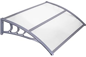 SPRINGOS Marquesina Puerta Exterior 120 x 75 x 23 cm Tejadilo de Exterior Techo Exterior Lluvia Tejadillo protecction Lluvia techos de policarbonato Aluminio Protector