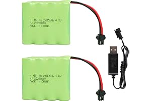 2 st 4,8 V 2400 mAh Uppladdningsbara AA NiMH-batterier med SM-2P-kontakt och USB-laddningskabel för RC bil, lastbilsjumper RC