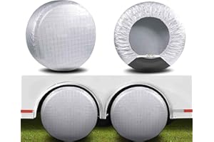 Amfor Reifenabdeckungen, 4er-Set, wasserdichte Aluminiumfolie, Sonnenschutz, wetterfest, passend für 48,3 cm bis 55,9 cm Reifendurchmesser (L-27-29 Inch Tire Diameters)