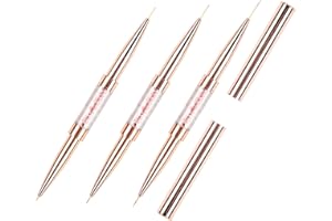ANGNYA Pennelli Unghie Gel per Pittura e Nail Art, Set di Pennelli in Acrilico con Strisce Acriliche, con 3 Pezzi, Diverse Misure 5 mm/7 mm/9 mm/11 mm/14 mm/19 mm, Oro Rosa
