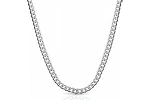 QUADRI - Certified Made in Italy - Solid 925 Sterling Silver 5mm Diamond Cut Cuban Link Curb Chain Necklace for Women Men 41-66 cm