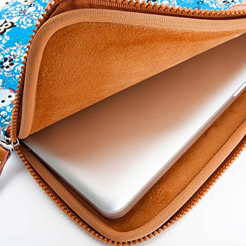 13-13,3 Zoll Apple Macbook Air Schutzhülle – sehr hochwertige & edel verarbeitete Notebooktasche / Laptoptasche aus Canvas-Gewebe mit eingenähten Innenfutter und aufwendigen Designeraufdruck! Die Hülle eignet sich auch für UltraBooks / Notebooks bis 325x260mm ( zirka 13“ bis 13,3“ ) Muster 4 (blau) - 3