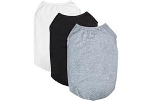 LIAMCUTE 3 Stück Hunde-Shirts für Kleine Hunde Sommer Weiche Baumwolle T-Shirt,Hund Soft Tank Top Ärmellose Weste Hund T-Shirt für kleine mittelgroße Hundekatze Kleidung（schwarz, weiß, grau） (2XL)