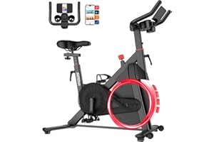 Superun Exercise Bike for Home Use Spin Bike with Adjustable Magnetic Resistance, Stationary Bike with LCD Display and APP, 136 kg Weight Capacity