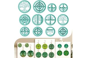 beinkmake 12Pcs Boho Trees of Life Polymer Clay Cutters Round Clay Earrings Cutters Polymer Jewelry Cutter for Earrings Making Birthday Party DIY Supplies