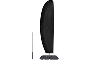 Dokon Housse Parasol Deporte Imperméable Housse de Protection pour Parasol Déporté de 3m à 4m, Résistant au Vent, Anti-UV Tissu Oxford 420D Bache Parasols avec Tige (265x70/50cm) - Noir
