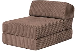‎LOFT 25 Loft 25 Jumbo Cord ausklappbare Einzel Futon Z-Bett Matratze Sofa | Sleepover Guest Wohnzimmer | Soft und bequemen Stuhl | leicht und langlebig | Qualität Cord Stoff Möbel (Mokka)