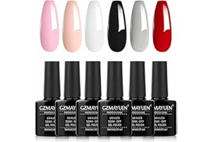 GZMAYUEN Zestaw farb żelowych do paznokci UV, Shellac, normalny, biały, czarny, czerwony, różowy, szary, nude, szelaki, lakier do paznokci żelowych, zestaw 10 ml