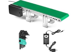 Moonshan Belt Conveyor 20 inch Conveyor Desktop Version with Reverse Switch Step-Less Speed Adjustment PVC Belt Conveyor for Packaging Factory, Production Line, Home