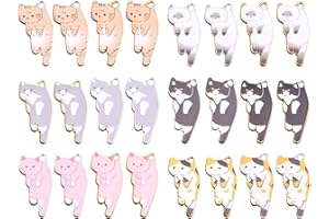 ZCSOWE 24 Pezzi ciondoli smaltati kawaii a tema gatto lettura giocando chiacchierando gattino gatto animale fascino per bracciali collane gioielli portachiavi fai da te con Ciondolo per Collana Bracciale