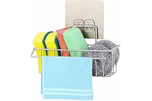 Gelanty Organizador de Fregadero de Cocina, Soporte de Esponja, Fregadero de Acero Inoxidable, Autoadhesivo, sin Necesidad de taladrar Soporte de Esponja de óxido (estándar)