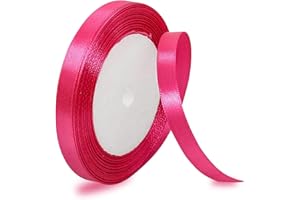 IMSOLDECOR Hot Pink Ribbon 10mm x 23 Meters, Rose Red Satin Fabric Ribbons for Gift Wrapping, DIY Crafts, Hair Bows, Florist Bouquets, Balloons, Sewing Projects, Wedding Party and Birthday Cake Decorations