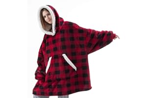 SHAMDON HOME COLLECTION Sweat à Capuche Couverture Pull Capuchon Sherpa Peluche à Manches TV Plaid Couvertures Adulte Femme Homme Unisexe
