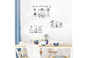 MEJOSER Adesivi da Parete Muro Murali Adesivo Nero Decorativo Decorazione fai da te per Casa Camera da Letto Soggiorno Bonsai Farfalle Fiori Have a Nice Day