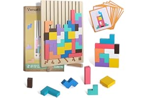 Shengou Holz Stapelspiel Tetris, Holzpuzzle Tetris 3D, Montessori Holzspielzeug Tetris 3 4 5 6 Jahre, Intelligenz Jigsaw, Geschenk für Kinder,Gehirn Puzzle