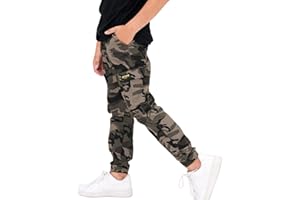 Rolanko Pantalon Cargo Garçon Jogging Enfant Slim Fit Camouflage Pantalons Ave Taille Élastiquée