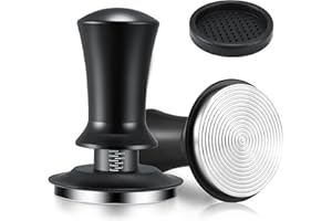 SenDeluz Tamper à Café, 58 mm à Ressort avec base Plate en acier Inoxydable Pour Machine à Expresso Barista Cafés Amateurs de Café