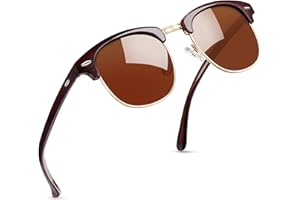 Joopin Polarizadas Gafas de Sol Hombre y Mujer Medio Marco Clásicas y Cuadradas Protección UV400 Semi-Rimless Estilo Retro Vintage para Conducción Ciclismo Pesca Golf
