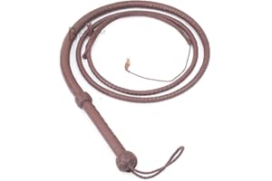 LB'S WHIP Indiana Jones Fouet en Cuir de Vachette véritable, Marron foncé, 1,2 m, 1,8 m, 2,4 m, 3 m et 3,7 m