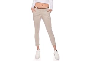 KENDINDZA COLLECTION Kendindza Chino Damen Hose Stretch mit Gürtel Stoffhose Damen elegant lang