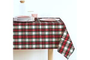 Riad Arredo Tovaglia di Natale Rettangolare Tessuto Tinto Filo Originale Lurex Tartan Prodotta In Italia Tovaglia Natalizia Made In Italy (Bianco, 140 x 240 cm - 10/12 PERSONE)