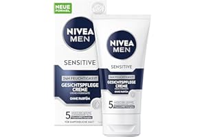 ‎NIVEA MEN NIVEA MEN Sensitive Face Care Cream, 24-Hour Moisturising Cream for Sensitive Men's Skin, Soothing Face Cream to Relieve Skin Irritation (75 ml)