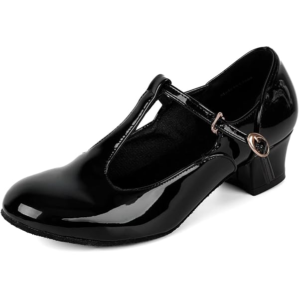 Black Dance Heels For Women Bokid Woen's T-Strap Latin Salsa