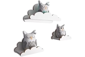 MOLILAND Wolkenregal Babyzimmer | Set mit 3 Stück | Wandregal für Kinderzimmer in Weiß | Regal Wolke aus Holz im skandinavischen Stil | Schweberegal Wanddeko mit Befestigungssatz