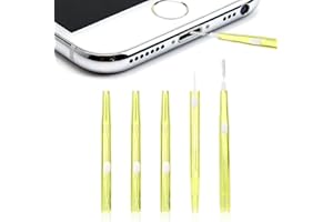 GOKTVAI 5pcs Charge Charging Port Cleaning Brush Kit, Plastic Cell Phone Cleaning Brush Nylon Bristles & Hook Dual-Function Port Cleaner Accessories for Phone Earbud Headphones (Yellow)