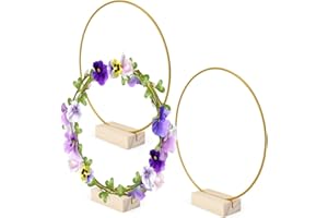 Mailfull Anillos de Metal 3 Piezas 30 cm Aros de Metal con 3 Base de Madera para Hacer Corona para Decoración de Boda Aros de Metal para Manualidades