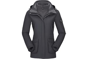Ambayz Damen Ski 3-in-1-Jacke 2 Stück Set Outdoor Wanderjacke Wasserdicht Winterjacke Winddicht Fleece Innen