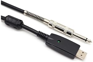 SiYear Cable USB para guitarra - USB macho a 6.35 mm Cable convertidor de guitarra eléctrica mono, Cable de audio de estudio Adaptador de cable de conector de computadora para guitarra (3M)