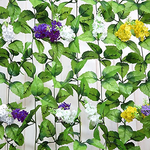 GEEDIAR 2st Hänger Grün Deko Hängepflanze Dekopflanzen Kunstblume künstlich Kunstpflanze in drei Farben (weiß) - 3