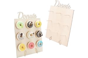 INCNMAD Soporte para Donuts de Madera 2 pcs Expositor de Donut para Candy Bar Tartas, para Fiesta de Cumpleaños, Pastel de Bodas, Decoración de Rosquillas 40 x 30 cm Vaciar