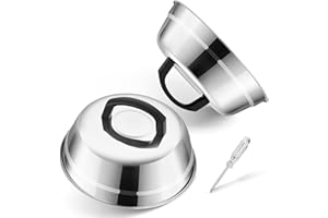 Joyfair Cheese Melting Dome, 9 Inch Stainless Steel Burger Cover, Basting Cover for Griddle Grilling/Outdoor Camping/Flat Top Teppanyaki, Heat-Proof Handle & Dishwasher Safe, 2 Pack